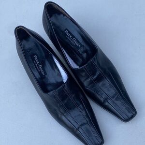 Paul Green Women’s Black Leather Slip-On Size 8 Heels